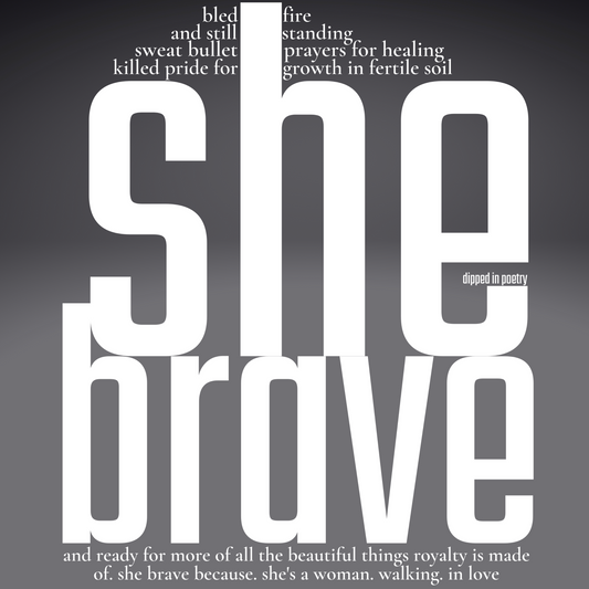 "she brave" sweat top ~ white on black